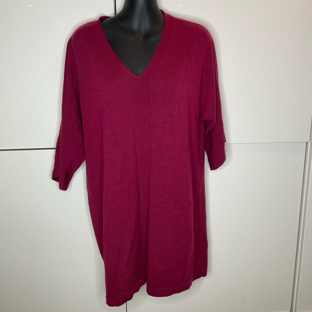 Eileen Fisher Magenta Pink Knit Tunic Sz Small Italian wool